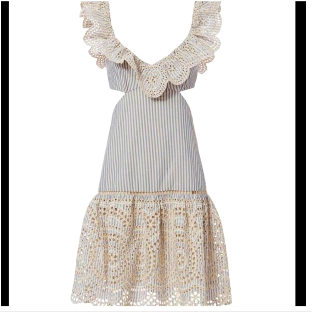ZIMMERMANN Blue Meridian Stripe Frill  Dress